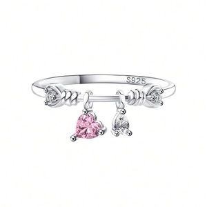 Heart Cut Zirconia Charm Design 925 Sterling Silver Ring